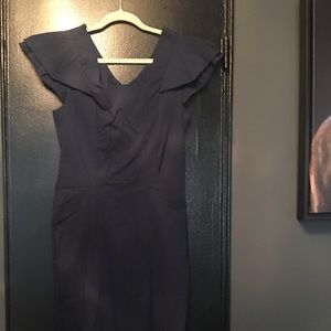 Navy blue bodying cap sleeve dress